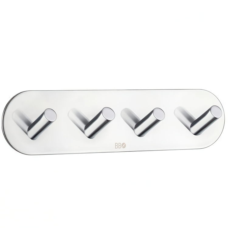 Four hook, Self-adhesive, Round, BESLAGSBODEN, 19 x H 4,8 cm, Chrome in the group Storage / Magnets and adhesives / Self-adhesive hooks at SmartaSaker.se (41583)