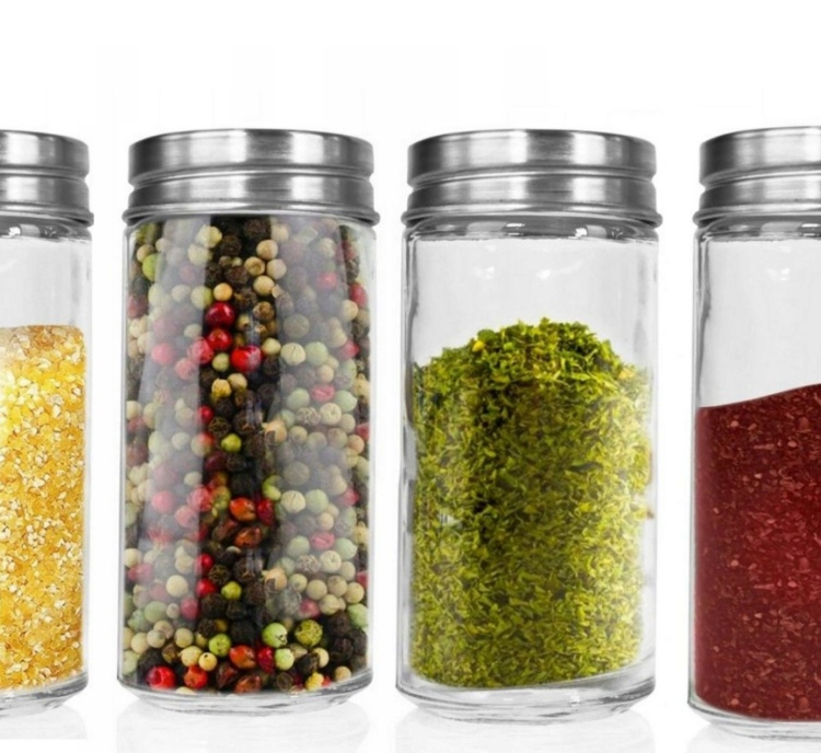 Jars with Metal Lid, Set of 6, GLASS SPICE POTS, Ø 4,5 x H 9,5 cm, Clear / Silver in the group Storage / Kitchen storage / Kitchen cabinet organizers at SmartaSaker.se (41591)