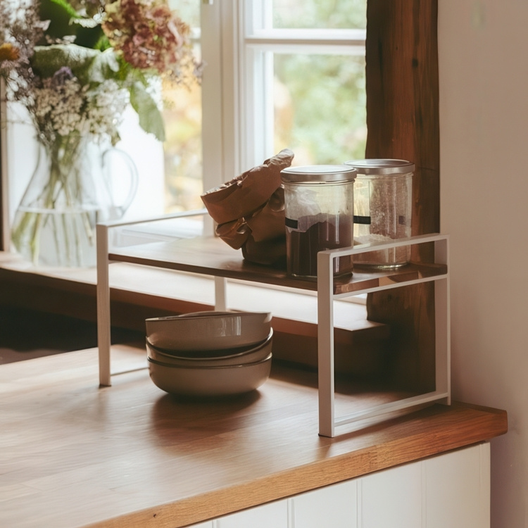 Shelf for spices, ACACIA SINGLE SHELF, 40 x 20 x H 20 cm, White / Brown in the group Storage / Kitchen storage / Kitchen cabinet organizers at SmartaSaker.se (41594)