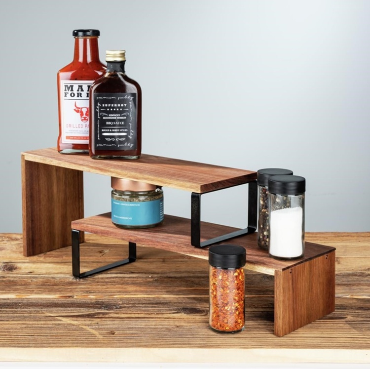 Shelf, 2 parts, ACACIA VALI SHELF, Brown / Black in the group Storage / Kitchen storage / Kitchen cabinet organizers / Spice racks at SmartaSaker.se (41596)