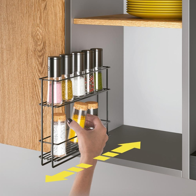 Spice Rack, LAVA SLIDE-OUT, 28 x 6 x H 22 cm, Black in the group Storage / Kitchen storage / Kitchen cabinet organizers / Spice racks at SmartaSaker.se (41599)