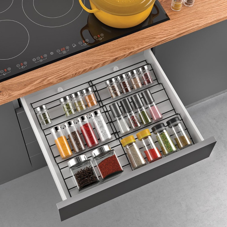 Drawer Insert, in metal, LAVA X-PAND, 26~51 x 47 x H 3 cm, Black in the group Storage / Kitchen storage / Kitchen cabinet organizers / Spice racks at SmartaSaker.se (41611)