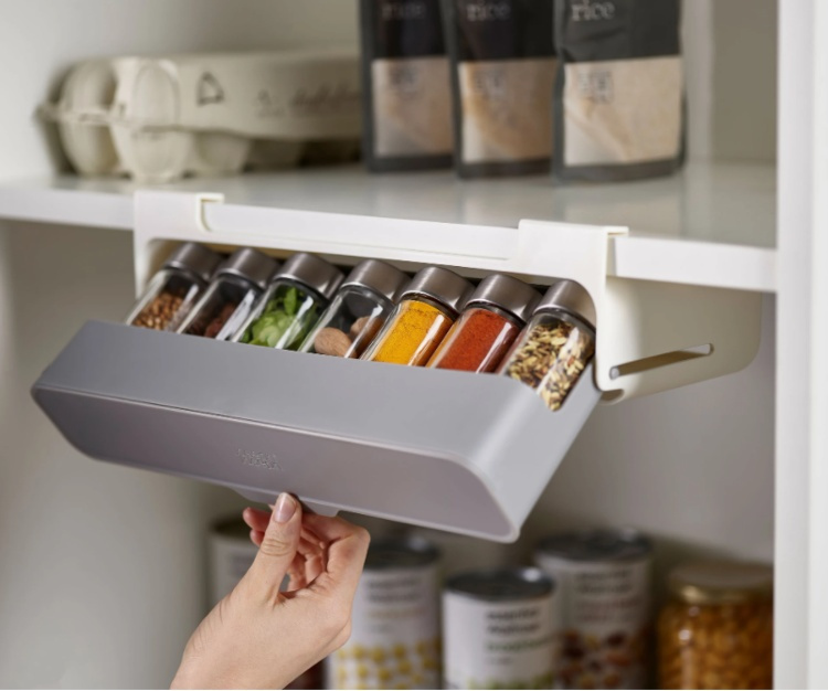 Spice Rack, Under Shelf, CUPBOARD STORE, 2 x 13,5 x H 9,3 cm, Joseph Joseph, Grey in the group Storage / Kitchen storage / Kitchen cabinet organizers / Spice racks at SmartaSaker.se (41613)