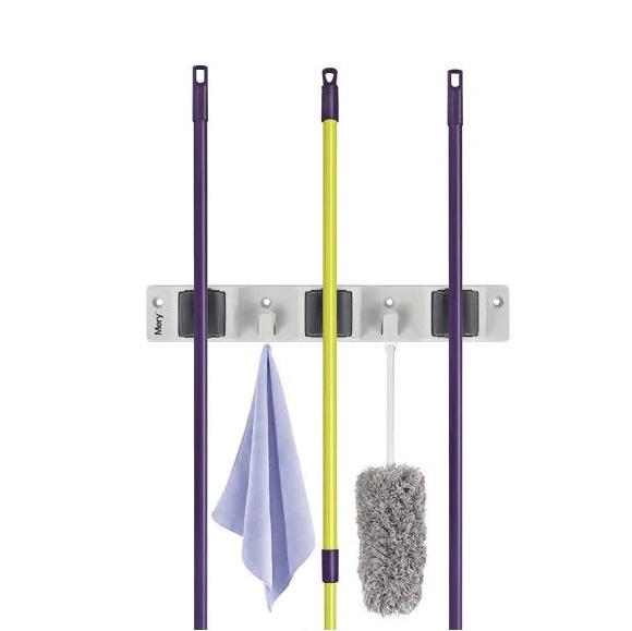 Tool Bar with 3 Grips, MERY BROOM HOLDER, 26 cm, Grey in the group Storage / Kitchen storage / Kitchen cabinet organizers / Spice racks at SmartaSaker.se (41622)