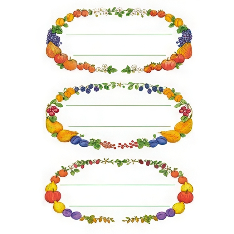 Kitchen Labels, 12 psc, FRUIT WREATH, 76 x 35 mm in the group Storage / Magnets and adhesives / Signs and labels at SmartaSaker.se (41634)