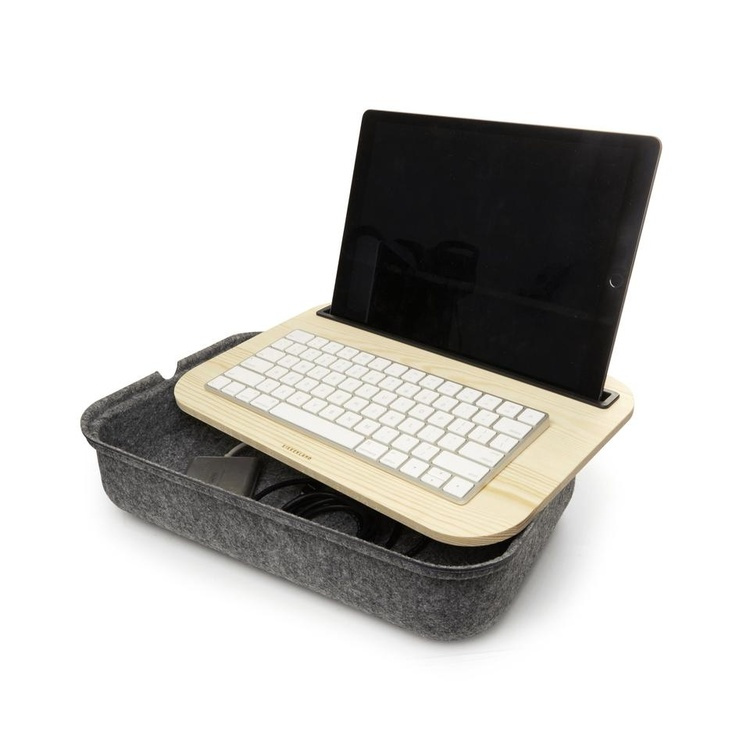 Laptop Tray with storage, KIKKERLAND LAP DESK STORAGE,36 x 24,5 x H 8 cm, Nature / Grey in the group Storage / Office supplies at SmartaSaker.se (41638)