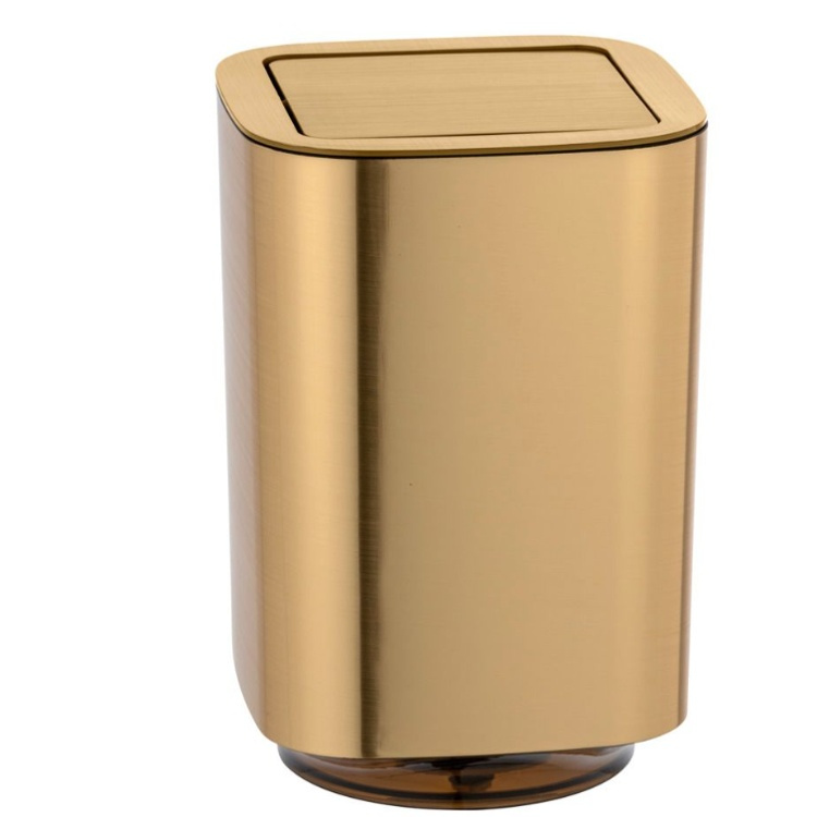 Trash can with swing-lid, 5,5 L, GLOSSY AURON, 17,2 x 17,2 x H 25,5 cm, Gold in the group Storage / Bathroom storage / Waste bins at SmartaSaker.se (41651)