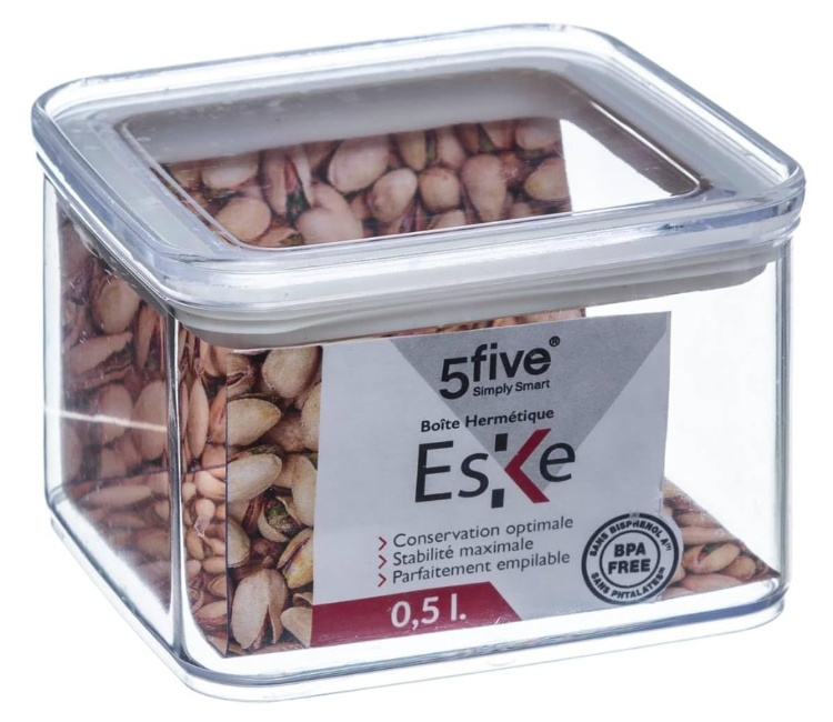 Airtight container, Square, 0,5 L, ESKE SMALL, 10,4 x 10,4 x H 7 cm, Clear / White in the group Storage / Kitchen storage / Storage bins and jars / Eske at SmartaSaker.se (41685)