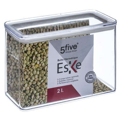 Airtight container, Rectangular, 2 L, ESKE MEDIUM, 20,4 x 10,4 x H 13,6 cm, Clear / White in the group Storage / Kitchen storage / Storage bins and jars / Eske at SmartaSaker.se (41696)
