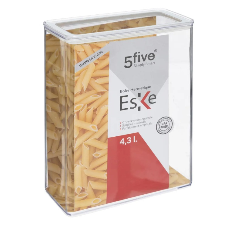 Airtight container, Rectangular, 4,3 L, ESKE XL, 20,4 x 10,4 x H 27,2 cm, Clear / White in the group Storage / Kitchen storage / Storage bins and jars / Eske at SmartaSaker.se (41700)