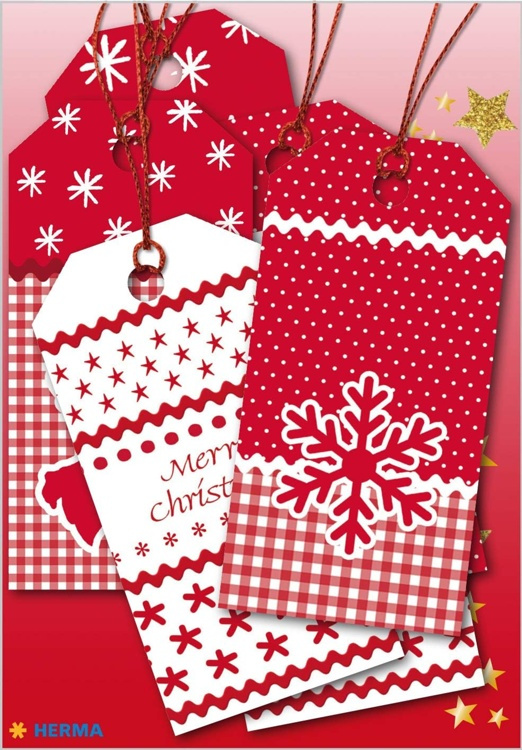 Luxury Gift Tags, Set of 6, CHRISTMAS GIFT TAGS, 8 x 4 cm, White / Red in the group Storage / Magnets and adhesives / Signs and labels at SmartaSaker.se (41712)