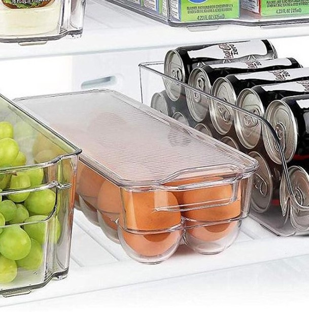 Fridge storage with lid, for 14 Eggs, Slim, RANGEMENT FRIGO, 37 x 11 x H 7,6 cm, Clear in the group Storage / Kitchen storage / Fridge storage at SmartaSaker.se (41727)