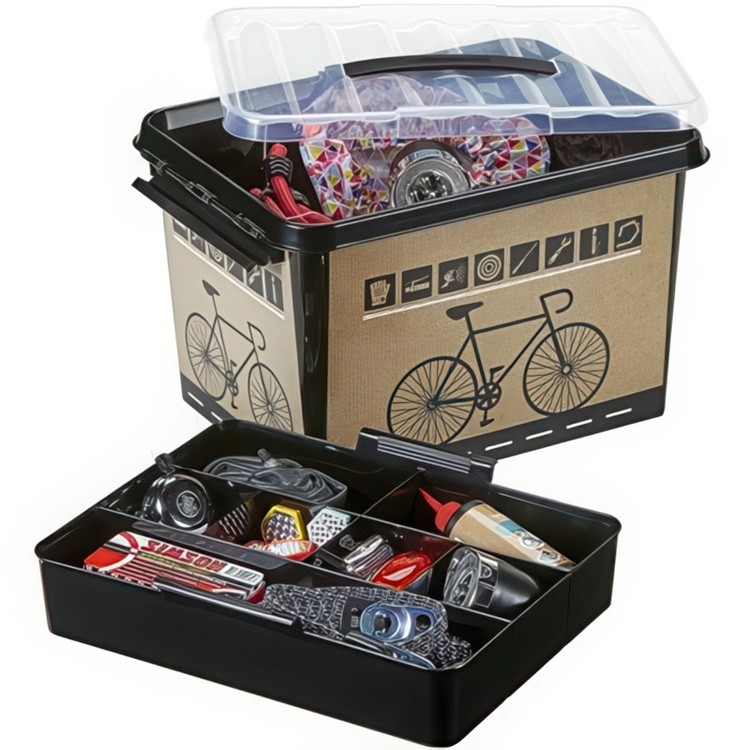 Box with handle, 22 L, BIKE STORAGE BOX, , 40 x 30 x H 26 cm, Black / Nature in the group Storage / Storage room and garage at SmartaSaker.se (41731)