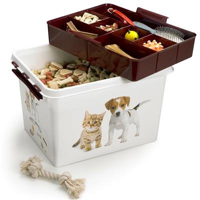 Box with handle, 22 L, PET STORAGE BOX LARGE, 40 x 30 x H 26 cm, White / Bordaux in the group Storage / Storage room and garage at SmartaSaker.se (41733)