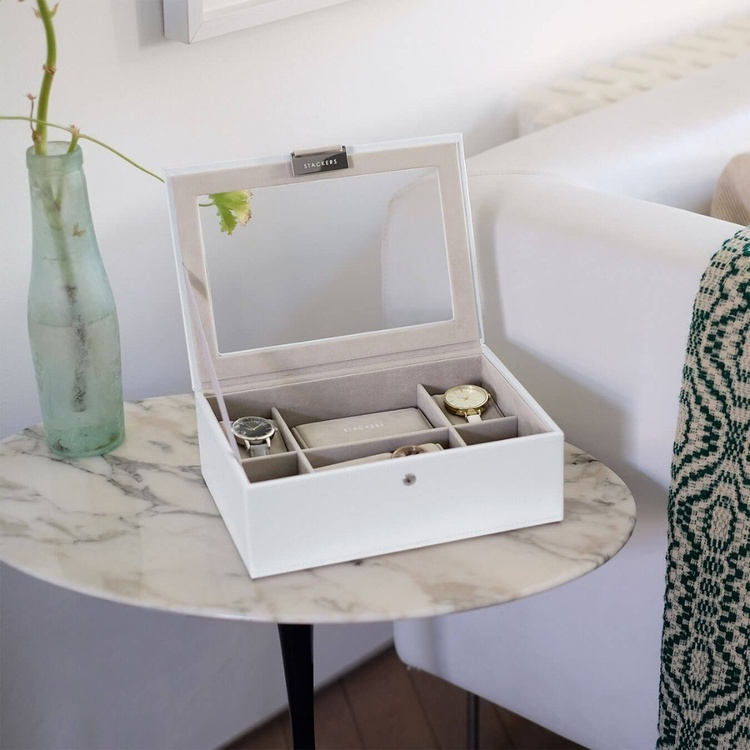 Watch Box with glas lid, STACKERS 8 PIECE WATCH BOX, 19 x 26 x H 9 cm, White in the group Storage / Bedroom storage / Watch boxes at SmartaSaker.se (41741)