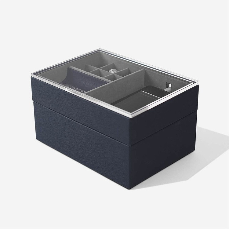 Watch & Accessories Box, STACKERS WATCH & VALET, 18 x 26 x H 15cm, Navy in the group Storage / Bedroom storage / Watch boxes at SmartaSaker.se (41744)