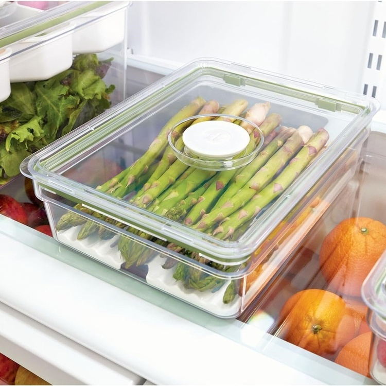 Food Storage, 2 L, ID FRESH LARGE SHORT PRODUCE BIN, 20 x 26,5 x H 8 cm, Clear / Green in the group Storage / Kitchen storage / Fridge storage at SmartaSaker.se (41748)
