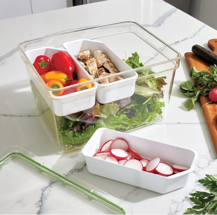 Food Storage, 4,8 L, ID FRESH LARGE TALL PRODUCE BIN, 20 x 26,5 x H 15 cm, Clear / Green in the group Storage / Kitchen storage / Fridge storage at SmartaSaker.se (41749)