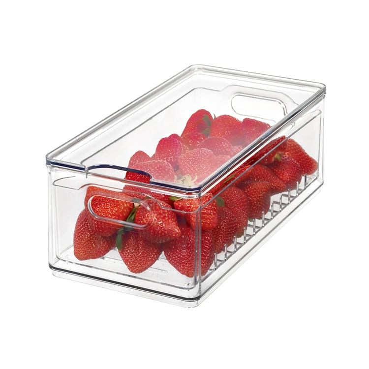Storage Box with colander , THE HOME EDIT LARGE BERRY BIN, 15,2 x 30,5 x H10,8 cm, Transparent in the group Storage / Kitchen storage / Fridge storage at SmartaSaker.se (41751)