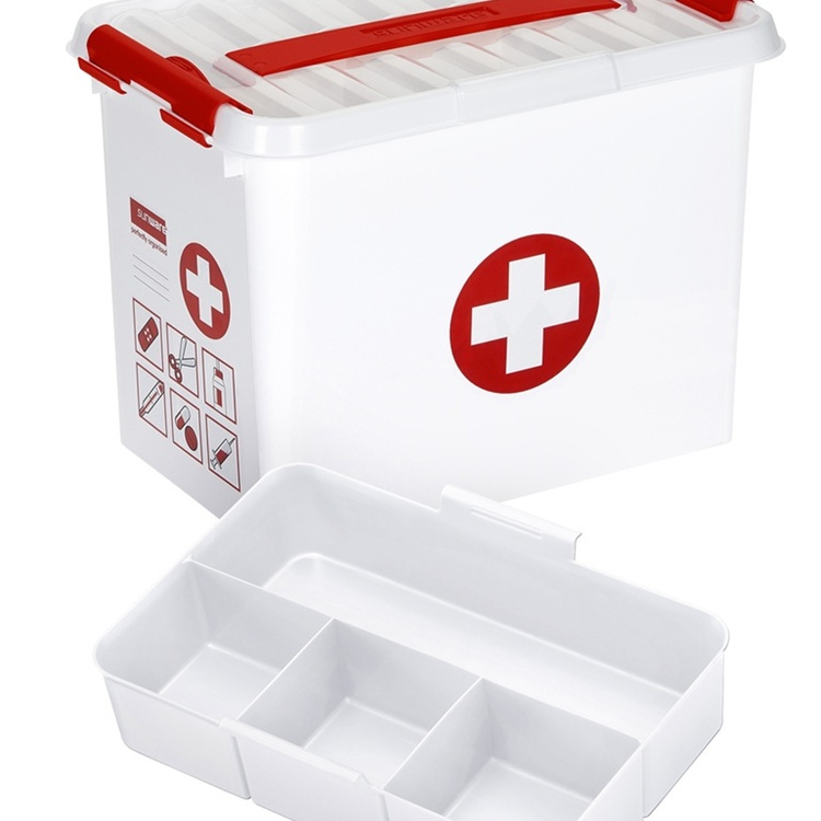 Box for Medicin, With handle, 9L, FIRST AID MEDIUM, 30 x 20 x H22 cm, White / Red in the group Storage / Bathroom storage at SmartaSaker.se (41754)