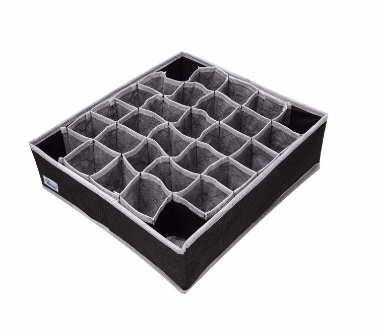 Drawer organiser, 30 compartments, OLA, 34 x 32 x H10cm, Dark grey in the group Storage / Wardrobe storage / Sorting boxes at SmartaSaker.se (41767)