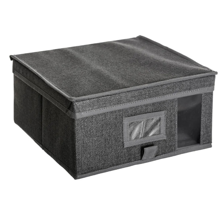 Box with lid, ORSO STORAGE BOX SMALL, 30 x 30 x H 15 cm, Dark Grey in the group Storage / Storage boxes at SmartaSaker.se (41772)