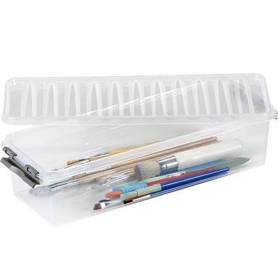 Box, Slim, 3,5L, Q-LINE, 38,8 x 14,2 x H 9,2 cm, Clear / Silver Grey in the group Storage / Storage boxes at SmartaSaker.se (41778)