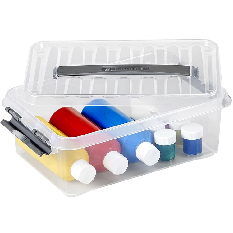 Box with handle, Small, 4 L, Q-LINE BOX, 30 x 20 x H10,4 cm, Clear / Silver Grey in the group Storage / Storage boxes at SmartaSaker.se (41779)
