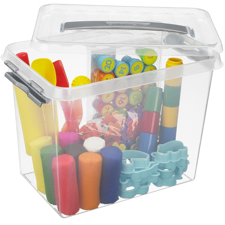 Box with handle, 9L, Q-LINE BOX, 30,7 x 20 x H 22,3 cm, Clear / Silver Grey in the group Storage / Storage boxes at SmartaSaker.se (41781)