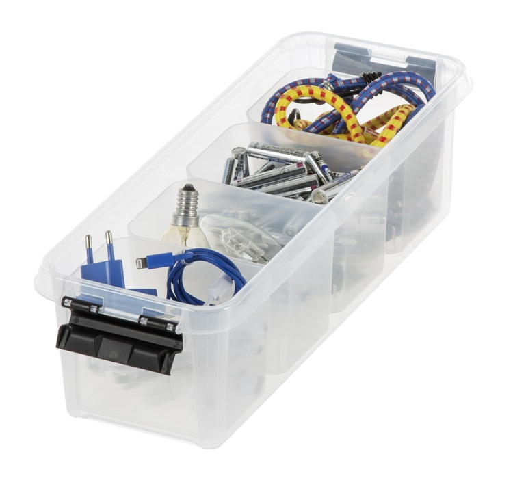 Box for Organizing, 4 Inserts, SMARTSTORE 3,5L, CLASSIC, Slim, 38 x 14 x H 11 cm, Transparent / Black in the group Storage / Storage boxes at SmartaSaker.se (41784)