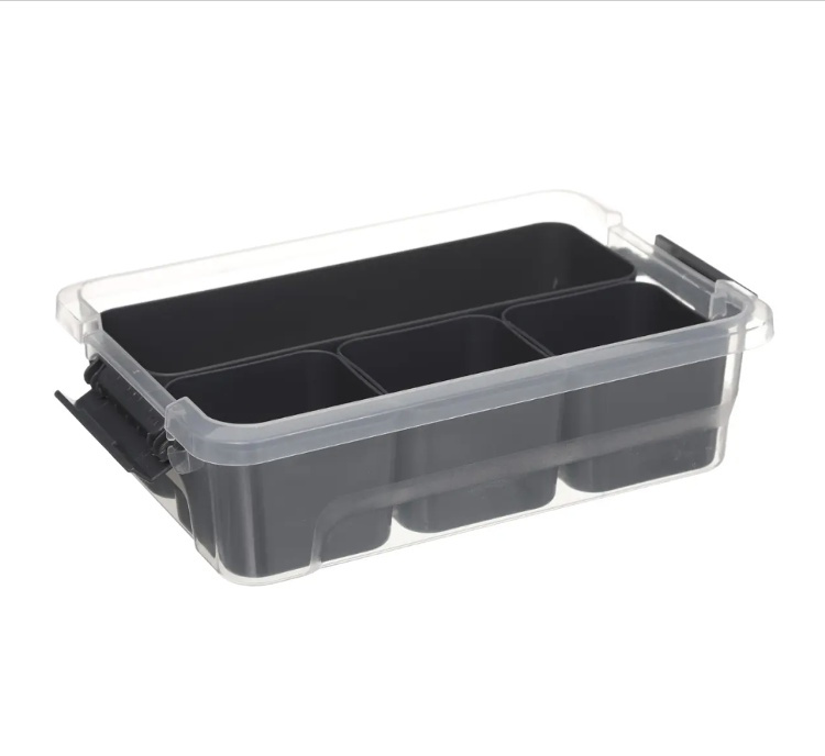 Sorting box with 4 inserts, EZY SORT IT SMALL, 22.5 x 15.5 x H 7 cm, Transparent / Grey in the group Storage / Storage boxes / Mini organizers at SmartaSaker.se (41785)