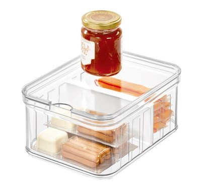 Container with divider and lid, CRISP SMALL BIN, Transparent in the group Storage / Kitchen storage at SmartaSaker.se (41786)