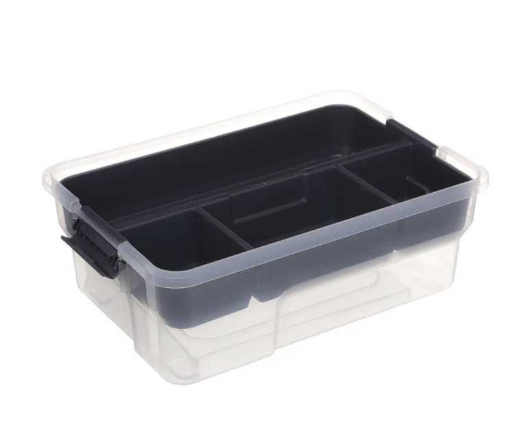 Box with insert, EZY SORT IT, 30,5 x 21.5 x H 11 cm, Clear / Grey in the group Storage / Storage boxes at SmartaSaker.se (41807)