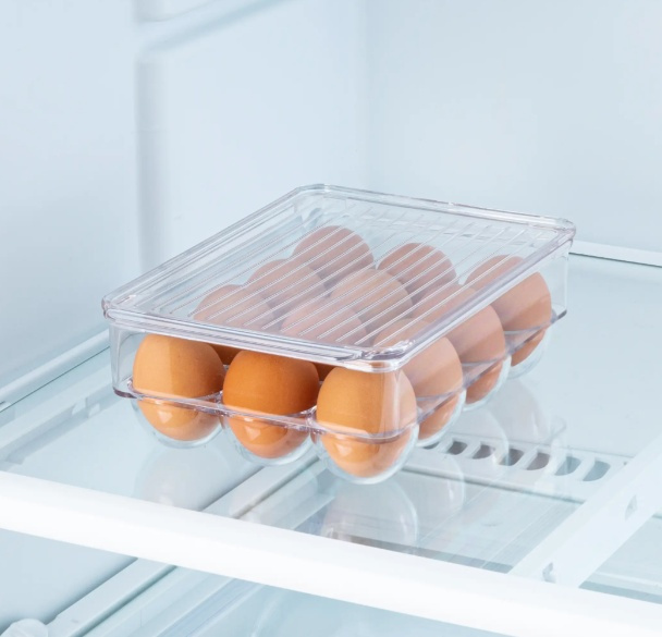 Bin with lid for 12 Eggs, PULLZ SMALL EGG BIN, 22 x 16 x H 8 cm, Transparent in the group Storage / Kitchen storage / Fridge storage at SmartaSaker.se (41808)