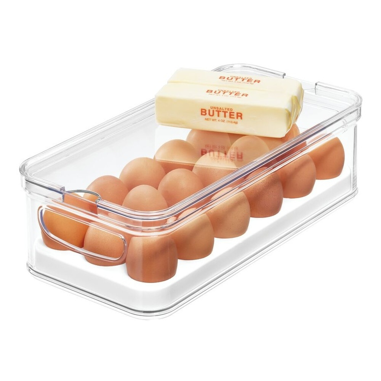 Bin with lid for 18 Eggs, CRISP, 6,5 x 32,5 x H 10 cm, Transparent / white in the group Storage / Kitchen storage / Fridge storage at SmartaSaker.se (41809)