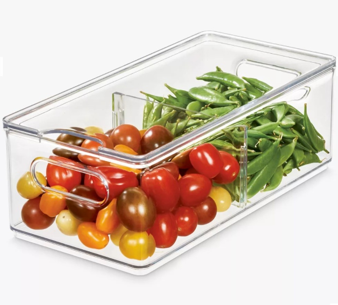 Storage Box with divider, THE HOME EDIT FRIDGE BIN, 15,2 x 30,5 x H 10,8 cm, Transparent in the group Storage / Kitchen storage / Fridge storage at SmartaSaker.se (41810)