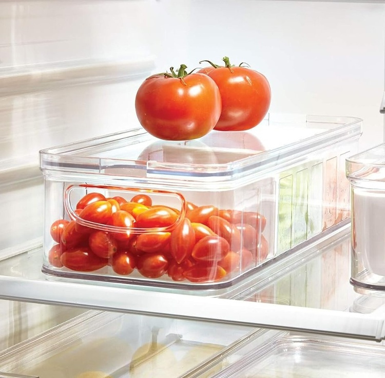 Container with lid and dividers, CRISP DIVIDED BIN, 16,5 x 38,1 x H 9,5, Clear in the group Storage / Kitchen storage / Fridge storage at SmartaSaker.se (41811)