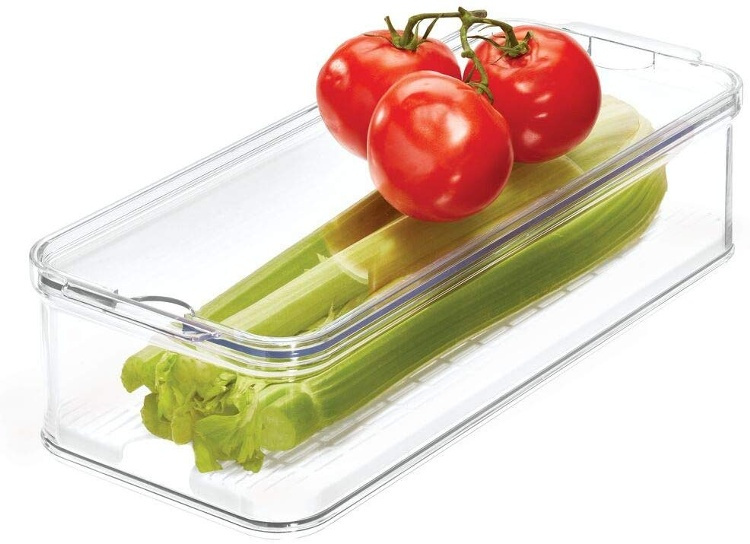 Container with lid and tray, CRISP PRODUCE BIN, 16,5 x 40 x H 9,5 cm, Clear in the group Storage / Kitchen storage / Fridge storage at SmartaSaker.se (41812)