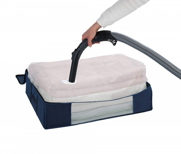 Box with vacuum bag, SOFT BOX AIR, MEDIUM, 65 x 50 x H15 cm, blue in the group Storage / Wardrobe storage / Vacuum storage / Vacuum bags with boxes at SmartaSaker.se (41824)