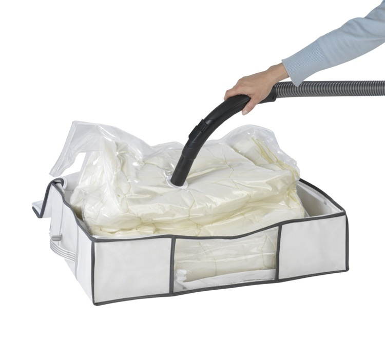 Box with vacuum bag, SOFT BOX, MEDIUM, 65 x 50 x H 15 cm, White in the group Storage / Wardrobe storage / Vacuum storage / Vacuum bags with boxes at SmartaSaker.se (41825)
