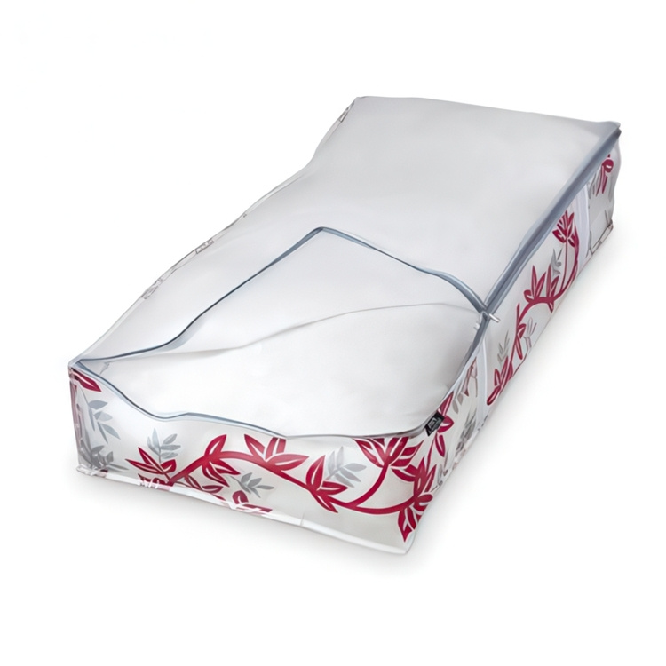Box under-bed storage , soft, RED LEAF, 95 x 45 x H18 cm, White / Red in the group Storage / Bedroom storage / Under bed storage at SmartaSaker.se (41853)