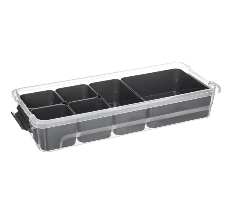 Sorting box, Oblong, with 6 inserts, EZY SORT IT, 35 x 15.5 x H 7 cm, Transparent / Grey in the group Storage / Storage boxes at SmartaSaker.se (41873)