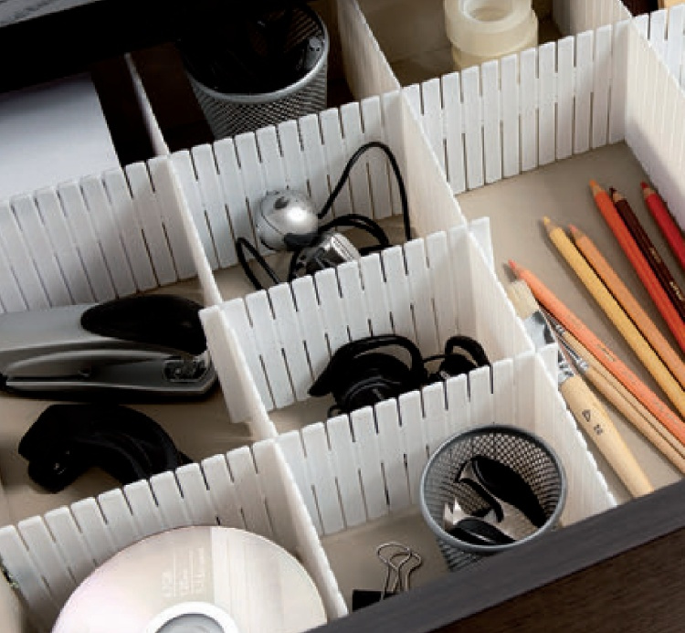 Drawer dividers, Set of 6, FREE DRAWER ORGANISER, 44 x H 10 cm. White in the group Storage / Wardrobe storage / Sorting boxes at SmartaSaker.se (41892)