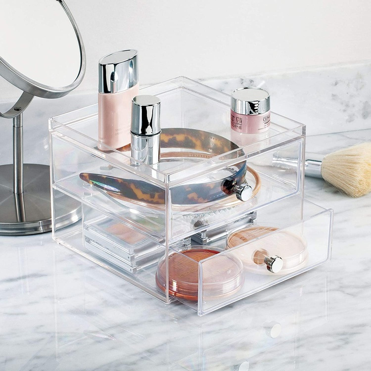 Two drawer box storage, ID CLARITY VANITY DRAWER, 16,5 x 16,5 x H 12,7 cm, Clear in the group Storage / Bathroom storage / Makeup storage at SmartaSaker.se (41895)