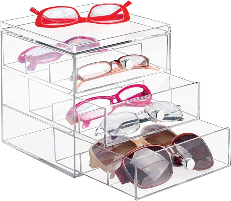 Three drawer box storage, ID CLARITY EYEGLASS ORGANISER, 16,5 x 16,5 x H 18 cm, Clear in the group Storage / Hallway storage at SmartaSaker.se (41897)
