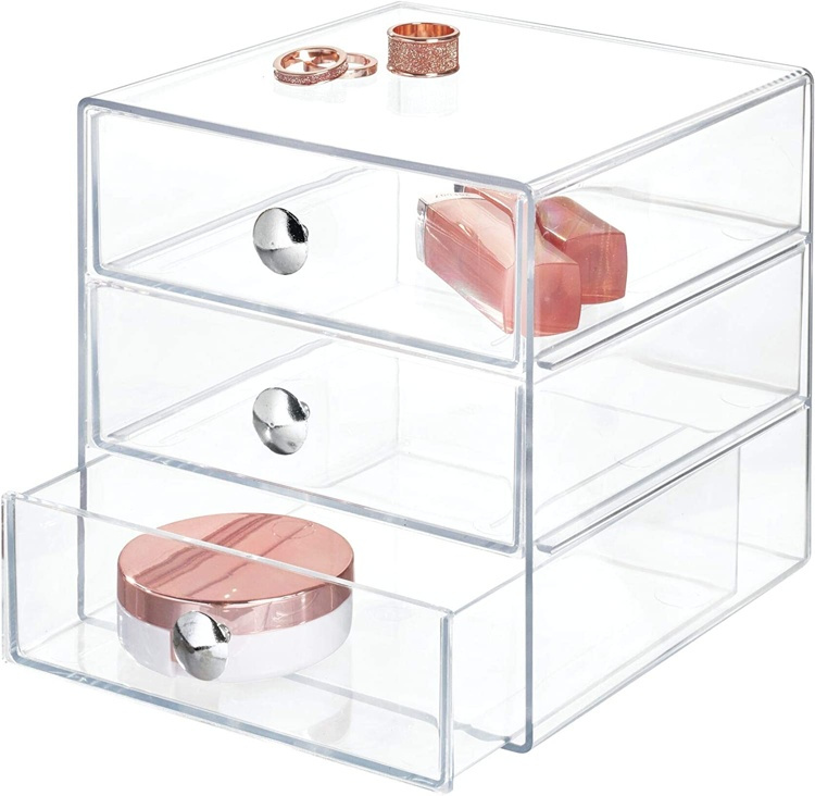 Three drawer box storage, ID CLARITY VANITY DRAWER, 16,5 x 16,5 x H 16,5 cm, Clear in the group Storage at SmartaSaker.se (41900)
