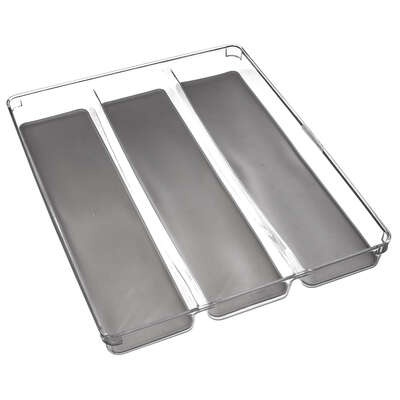 Storage Tray for utensils, 3 compartments, TIDY SMART ORGANIZER, 40 x 32 x H 4,5 cm, Clear / Dark Grey in the group Storage / Kitchen storage / Kitchen cabinet organizers / Cutlery drawers at SmartaSaker.se (41921)