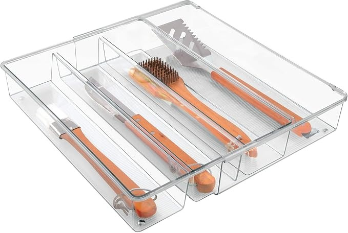 Cutlery Tray, Expandable, GRAND UTENSILS, 40,6~57 x 30,5 x H 7,6 cm, Transparent in the group Storage / Kitchen storage / Kitchen cabinet organizers / Cutlery drawers at SmartaSaker.se (41922)