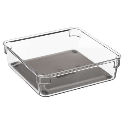 Storage tray, Square, TIDY SMART ORGANIZER, 16 x 16 x H 4,5 cm, Clear / Dark Grey in the group Storage / Kitchen storage / Storage bins and jars at SmartaSaker.se (41928)
