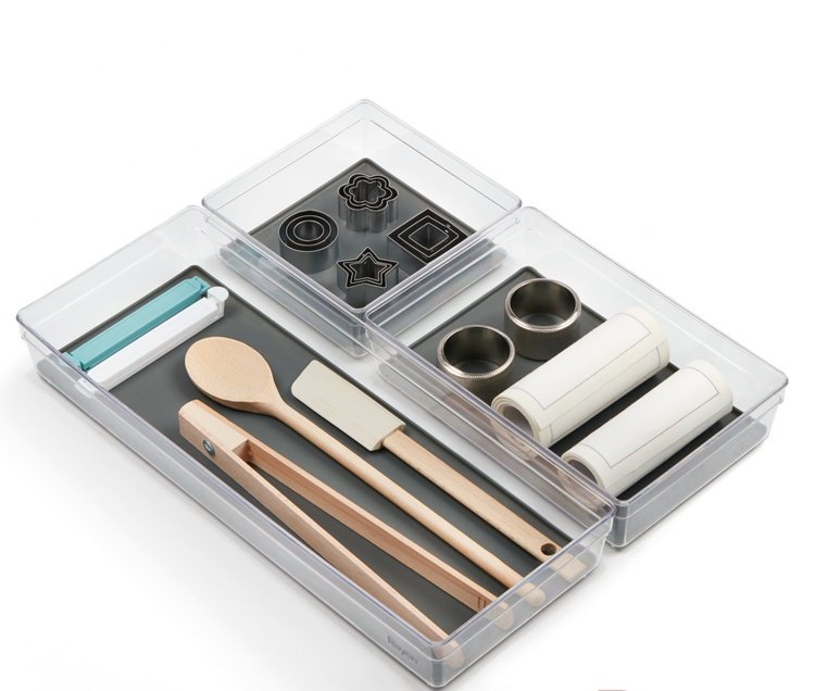 Oblong Storage trays, Set of 3, BANDEJAS LARGE, Clear / Grey in the group Storage / Kitchen storage / Kitchen cabinet organizers / Cutlery drawers at SmartaSaker.se (41936)